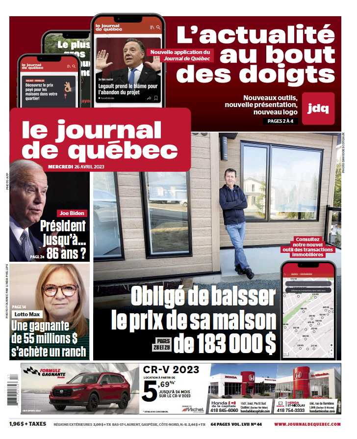 journal de quebec page couverture